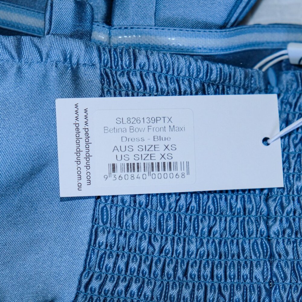 NWT Petal & Pup Betina Bow Satin Maxi Dress Blue Formal Wedding Guest Nordstrom - Picture 8 of 16